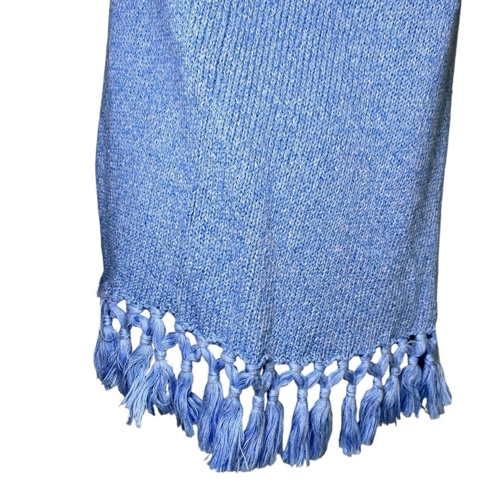 J. McGlaughlin Blue Loose Knit Long Sleeve Top with Tassels - Picture 3 of 12
